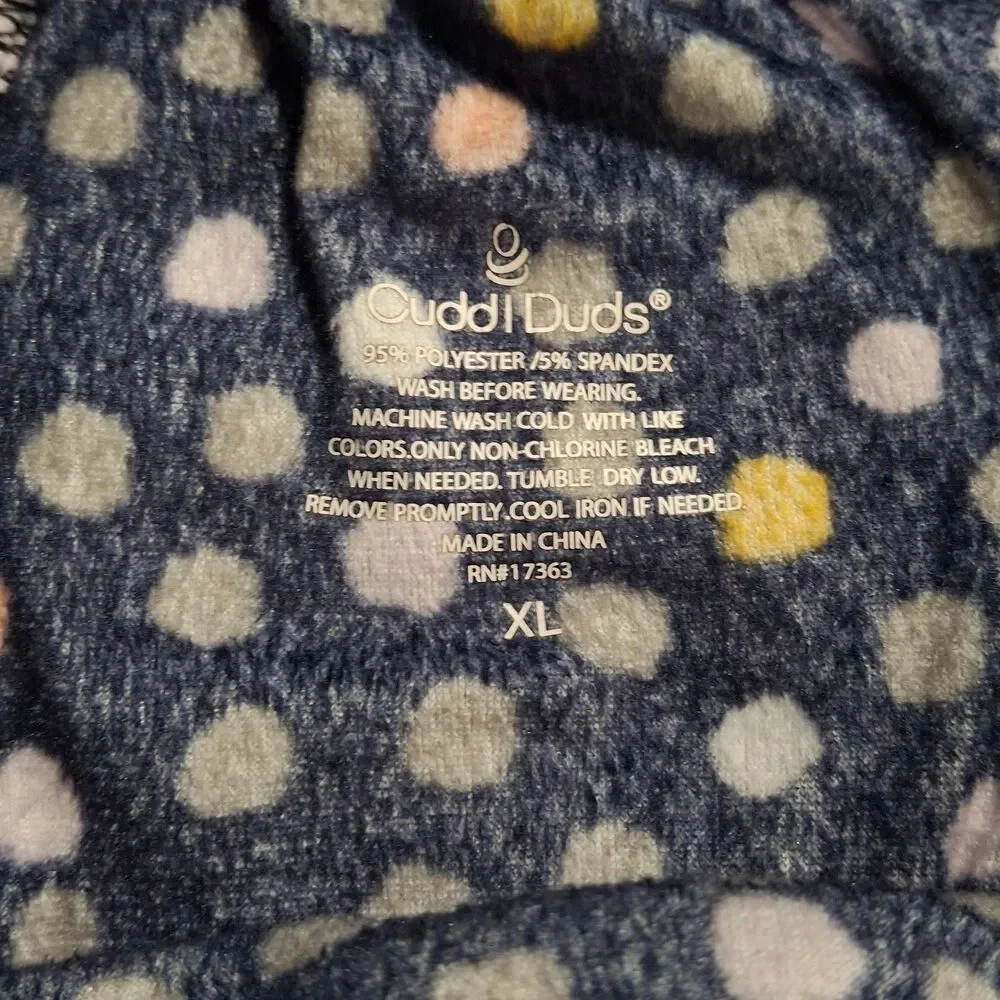 Cuddl Duds XL Fleece Polka Dot Jogger Pajama Pants Side Pockets Fleecewear